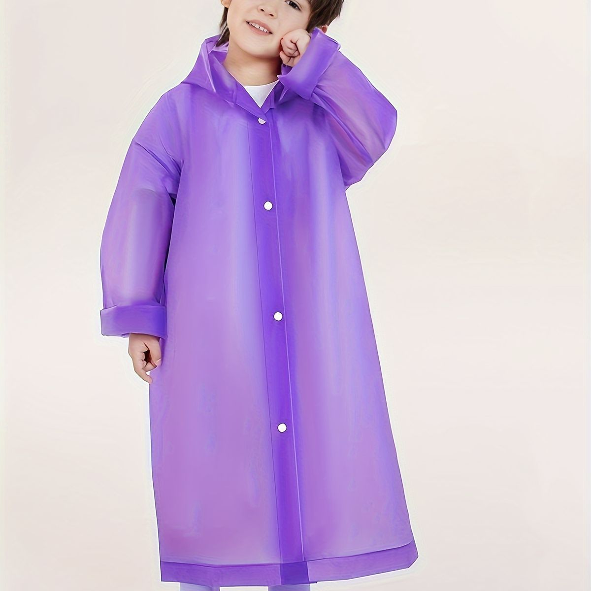 VATYERTY - Chubasquero de EVA con capucha para niños portátil de manga larga Morado