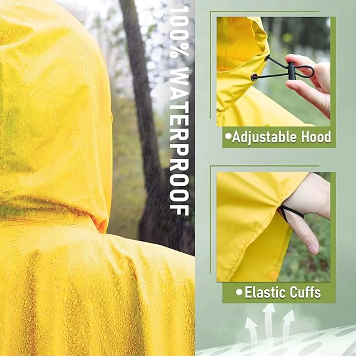 VATYERTY - Poncho impermeable unisex con capucha Amarillo