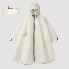 VATYERTY - Poncho impermeable con capucha para adultos blanco