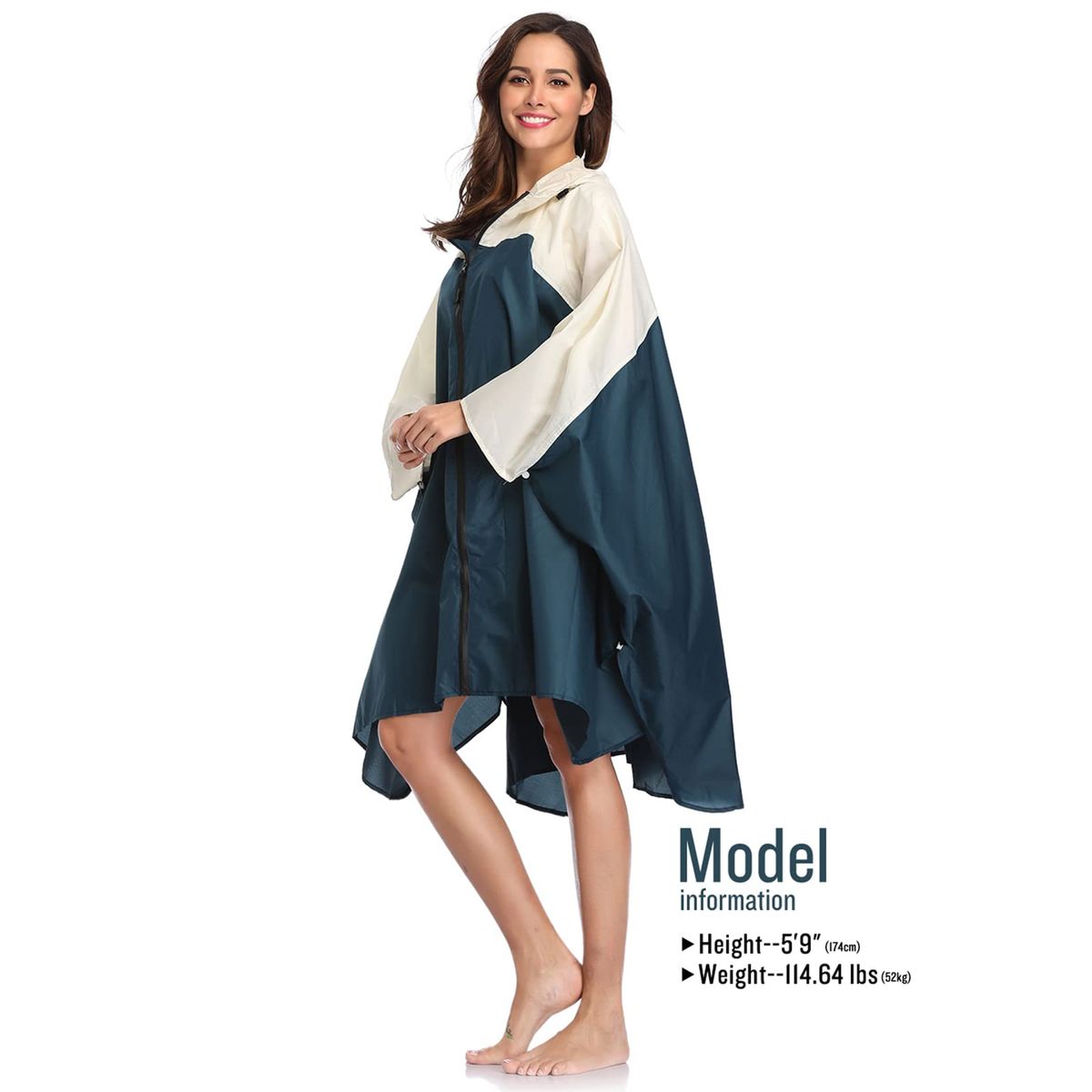 VATYERTY - Poncho de lluvia unisex con capucha impermeable azul