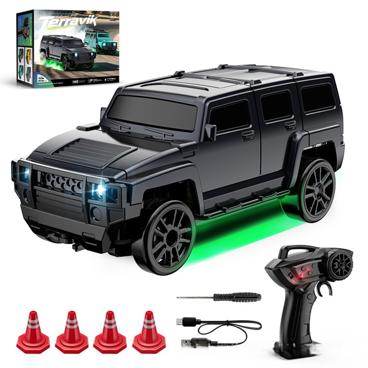 TIOZONEY - Coche teledirigido para niños-Negro