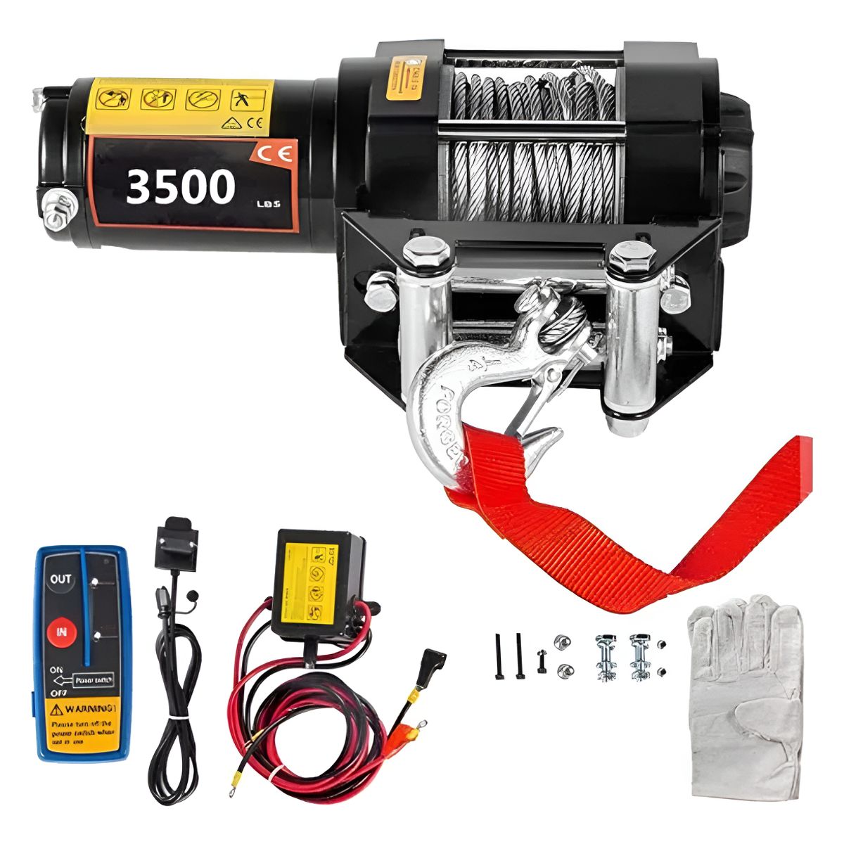 AUDOTO - Winche Eléctrico 3500 Lbs Control Remoto 12v 1575 Kgs