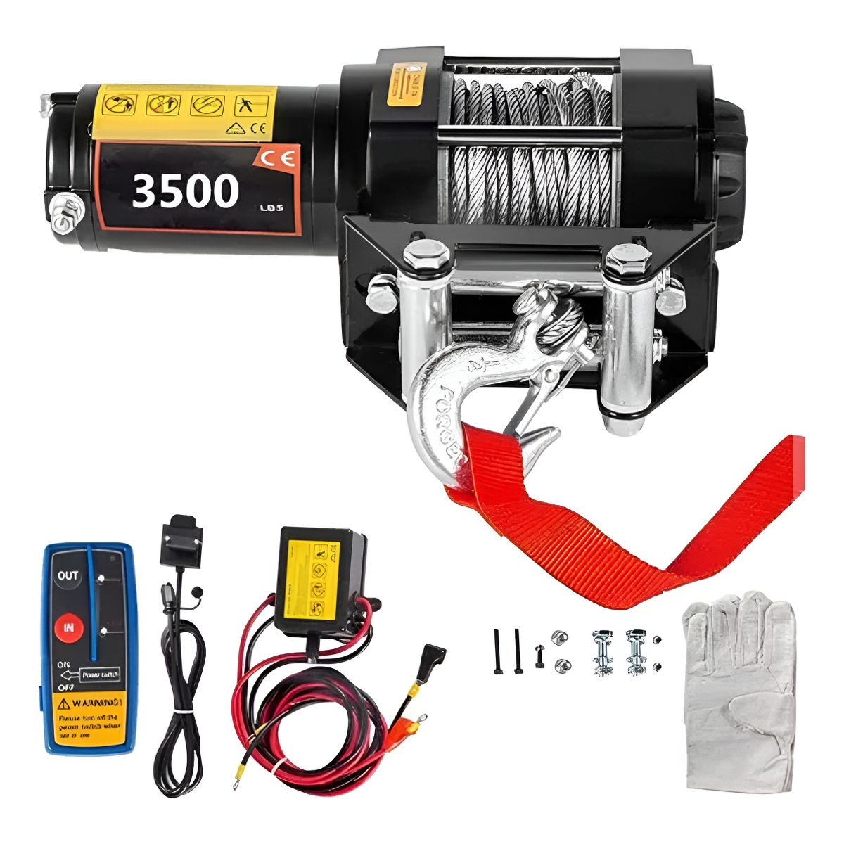 AUDOTO - Winche Eléctrico 3500 Lbs Control Remoto 12v 1575 Kgs