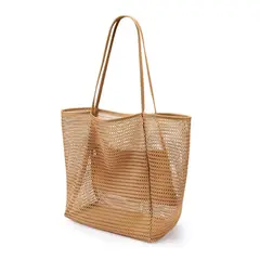 DANWEILE - Bolsa de playa de nailon plegable de gran capacidad - Marrón