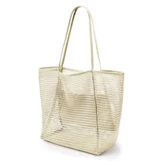 DANWEILE - Bolsa de playa de nailon plegable de gran capacidad - Blanco
