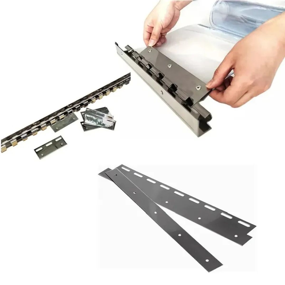 GENERICO - Set Riel Y Ganchos Cortinas Lama Pvc 1 Mt + 6 Ganchos