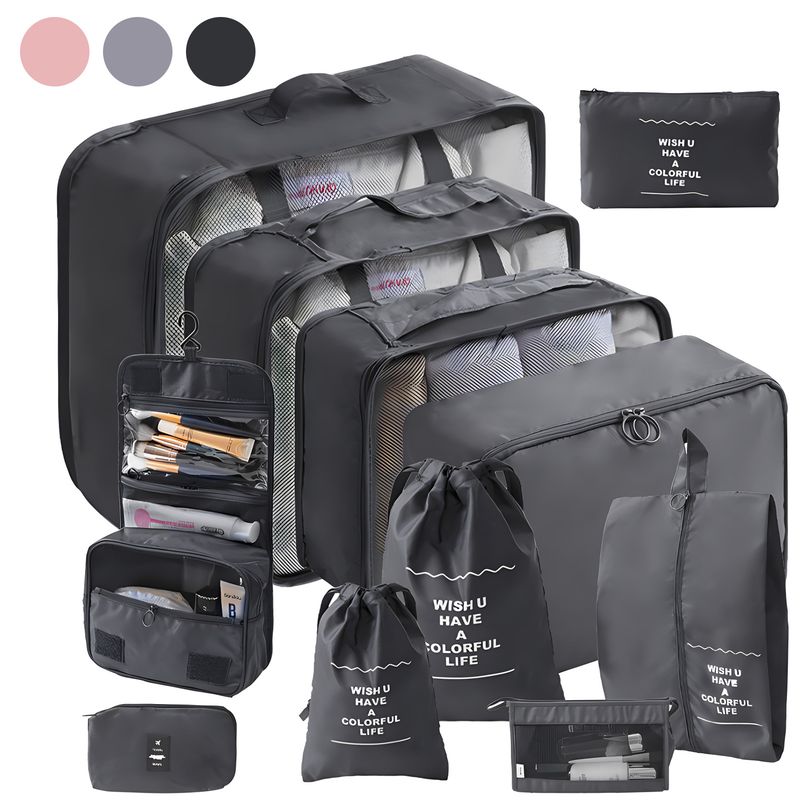 KOKILA - Set 11 Organizadores De Equipaje De Viaje Bolsa Impermeable Negro