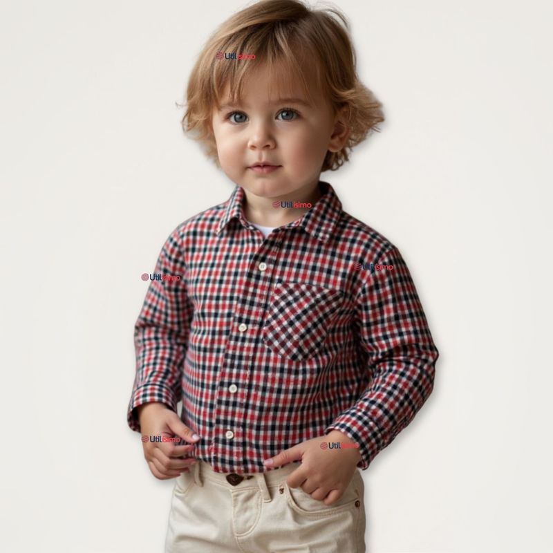 UTILISIMO - Camisa Huaso Cuadrillé Manga Larga Algodón Negro y  Rojo Casual