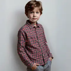 UTILISIMO - Camisa Huaso Cuadrillé Manga Larga Algodón Negro y Rojo Casual