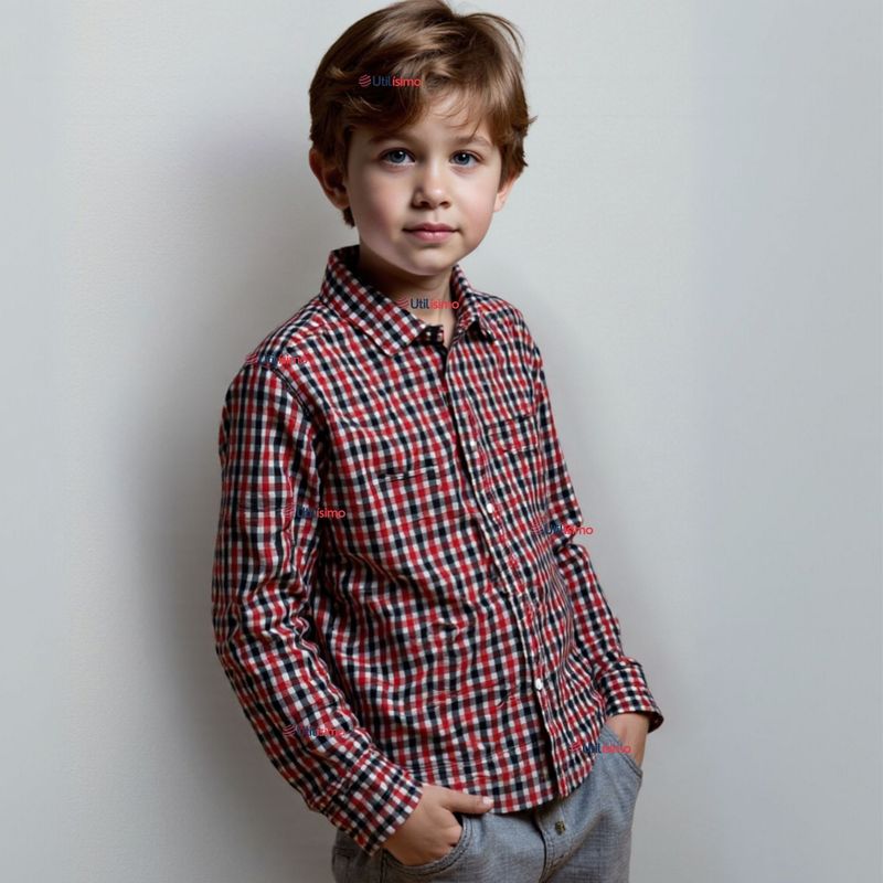 UTILISIMO - Camisa Huaso Cuadrillé Manga Larga Algodón Negro y  Rojo Casual