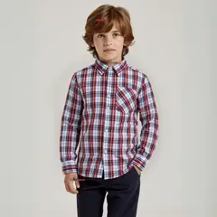 UTILISIMO - Camisa Huaso Cuadrillé Manga Larga Algodón Azul y Blanco Casual