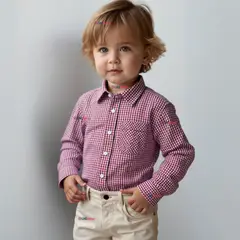 UTILISIMO - Camisa Huaso Cuadrillé Manga Larga Algodón Rojo y Negro Casual