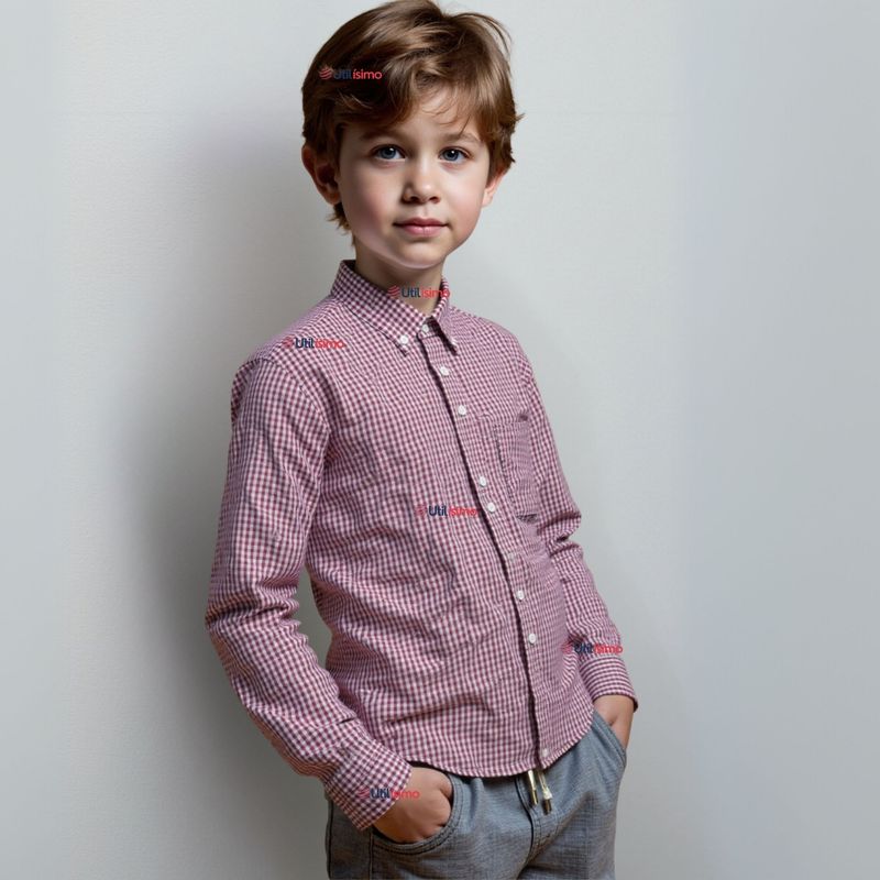UTILISIMO - Camisa Huaso Cuadrillé Manga Larga Algodón Rojo y Negro Casual