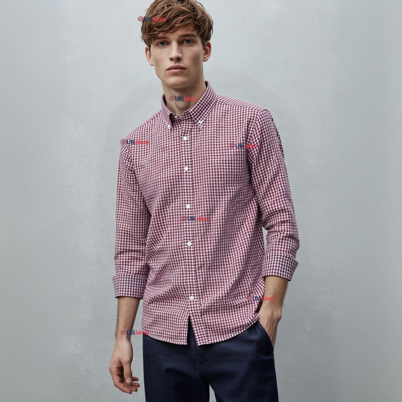 UTILISIMO - Camisa Huaso Cuadrillé Manga Larga Algodón Rojo y Negro Casual