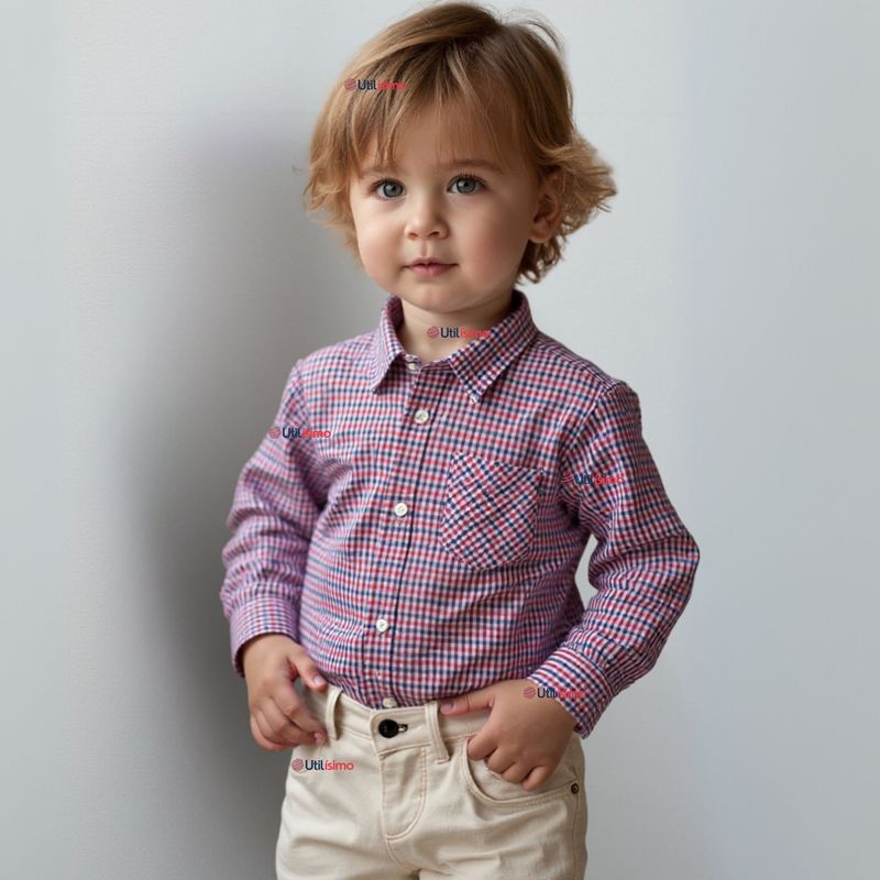 UTILISIMO - Camisa Huaso Cuadrillé Manga Larga Algodón Azul y Rojo Casual