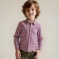 UTILISIMO - Camisa Huaso Cuadrillé Manga Larga Algodón Azul y Rojo Casual