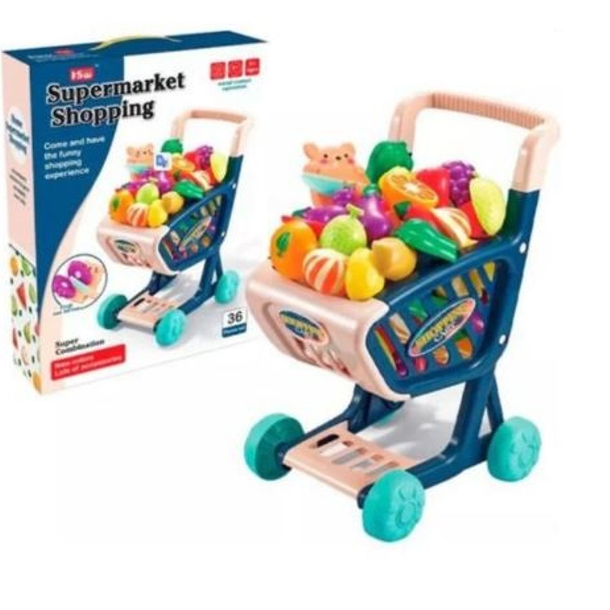GENERICO - Carrito de Compras de Juguete con 30 Accesorios