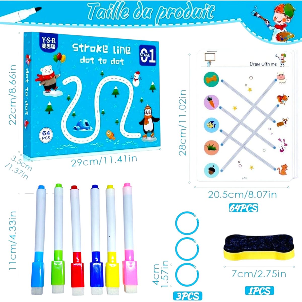 GENERICO - Juego De Aprendizaje Educativo Libro Reutilizable Trazos
