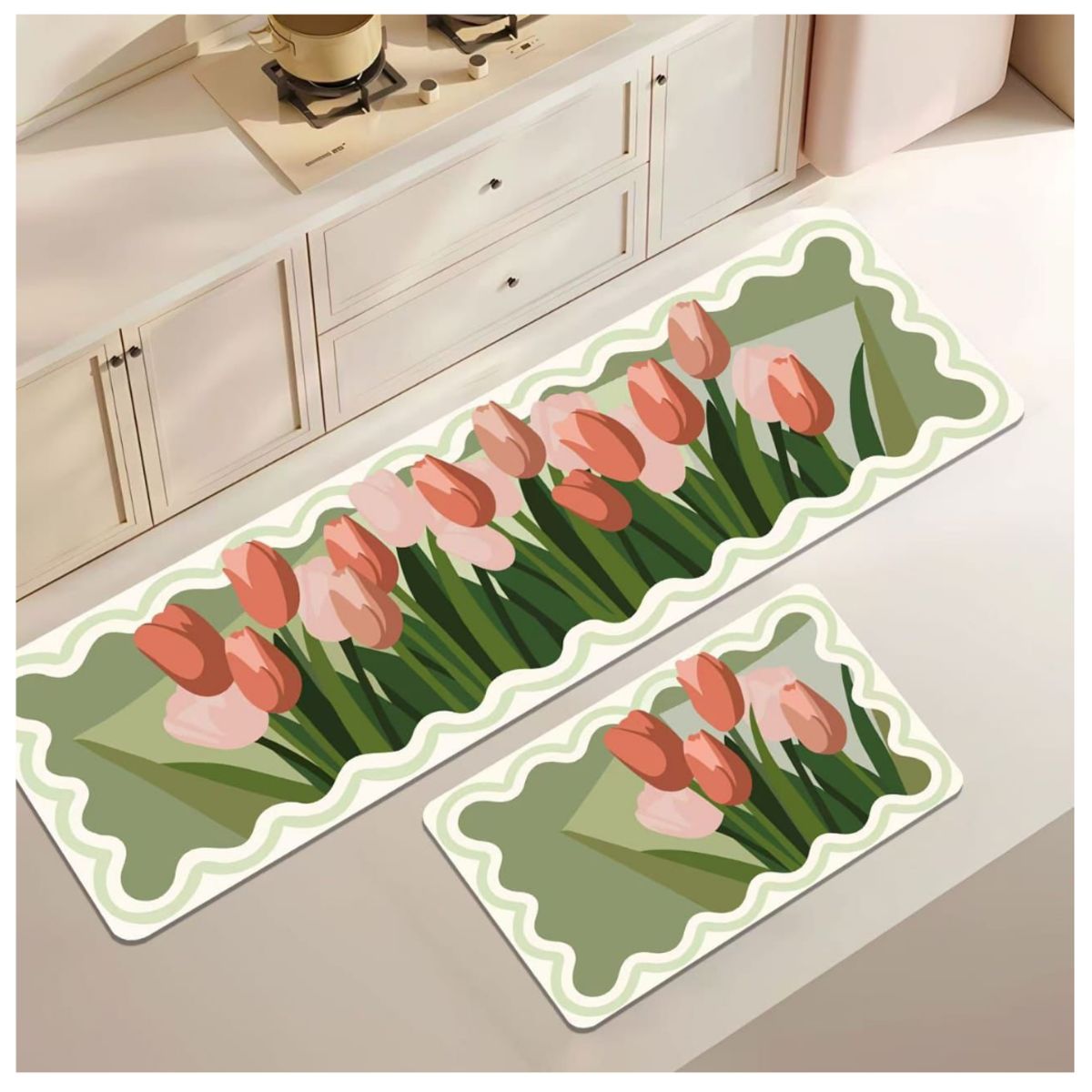 GENERICO - Set 2 Alfombras Antideslizante Diseños Realistas Para Cocina