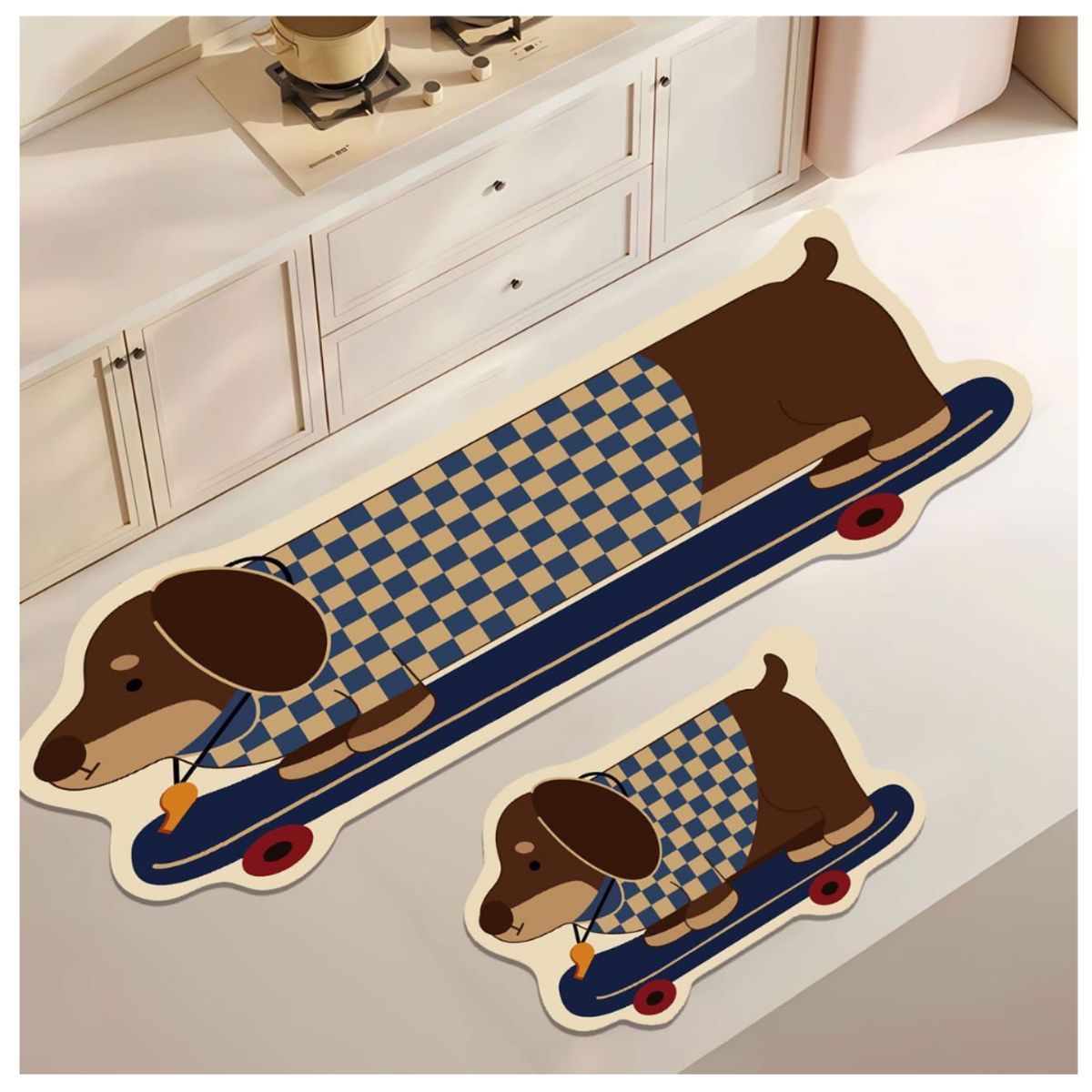 GENERICO - Set 2 Alfombras Antideslizante Diseños Realistas Para Cocina