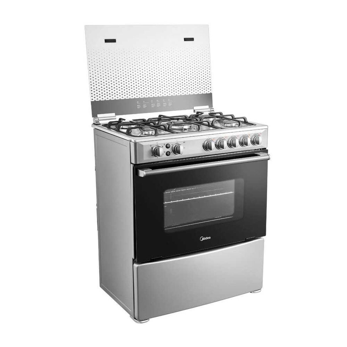 MIDEA - Cocina a Gas 5 Quemadores Horno de 95 Lt