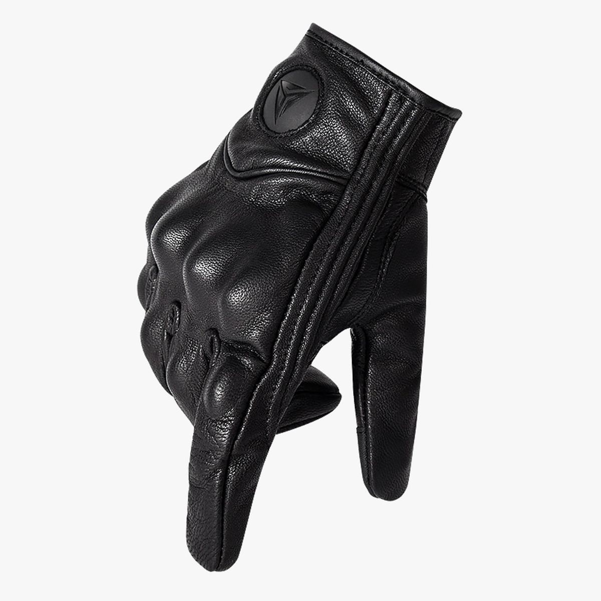 MOTOWOLF - Guantes Cuero Liso Para Moto Motowolf Con Protectores