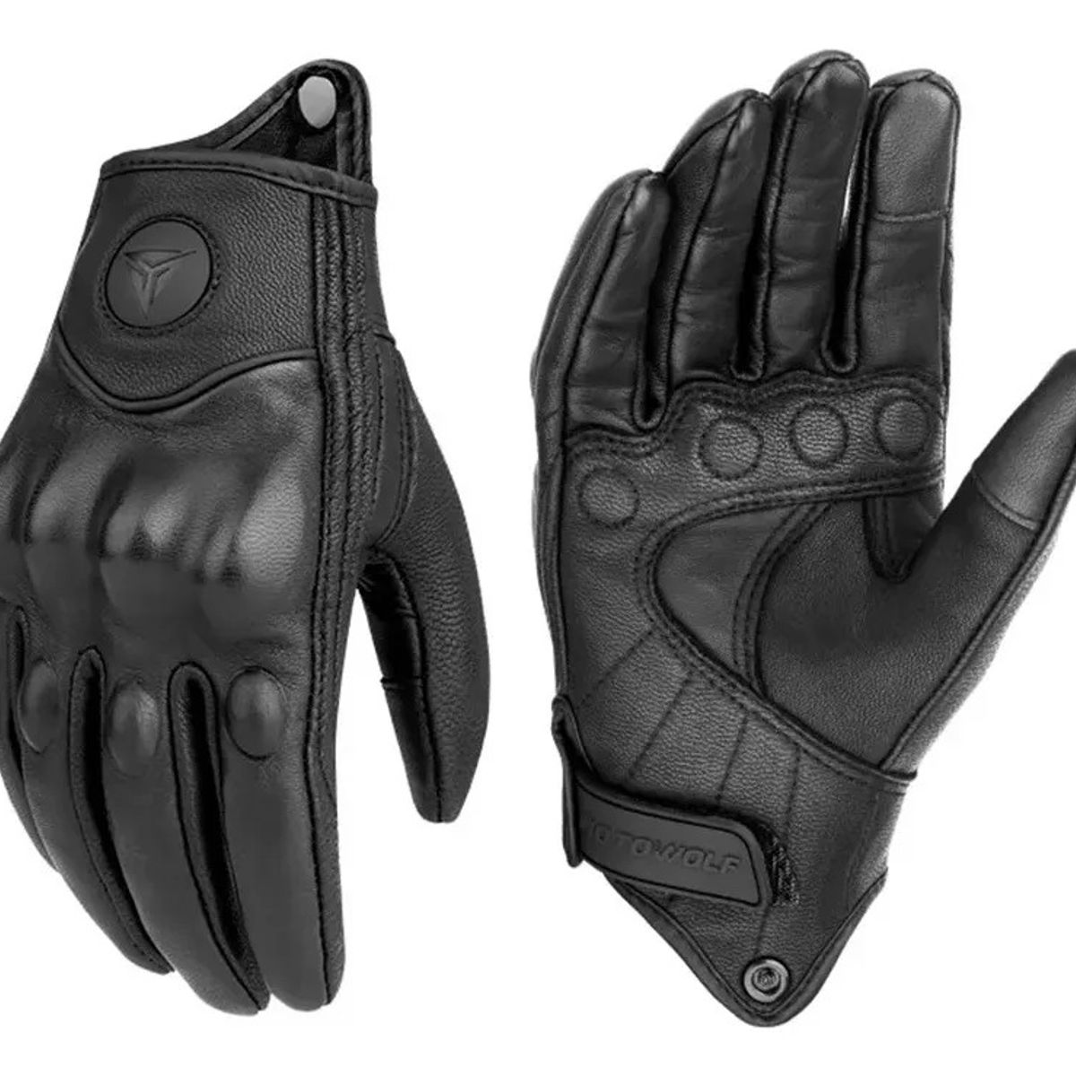 MOTOWOLF - Guantes Cuero Liso Para Moto Motowolf Con Protectores