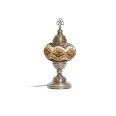 TURKUAZ - Lámpara turca de mesa M Rombos ámbar