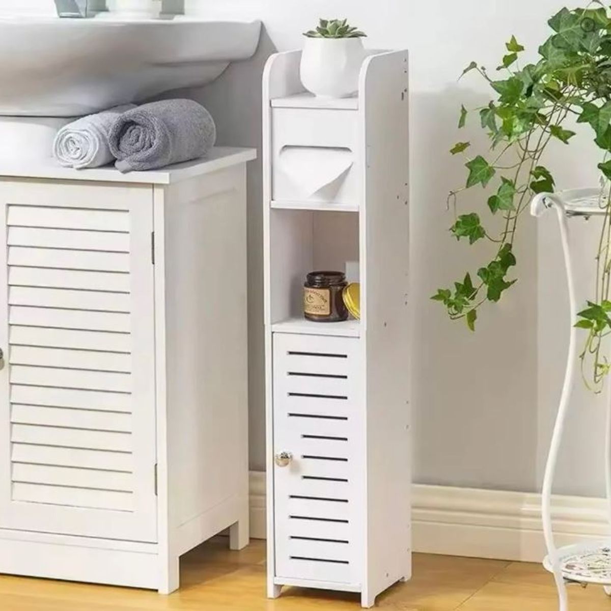 GENERICO - Estante de Baño Blanco 3 Compartimientos MDF