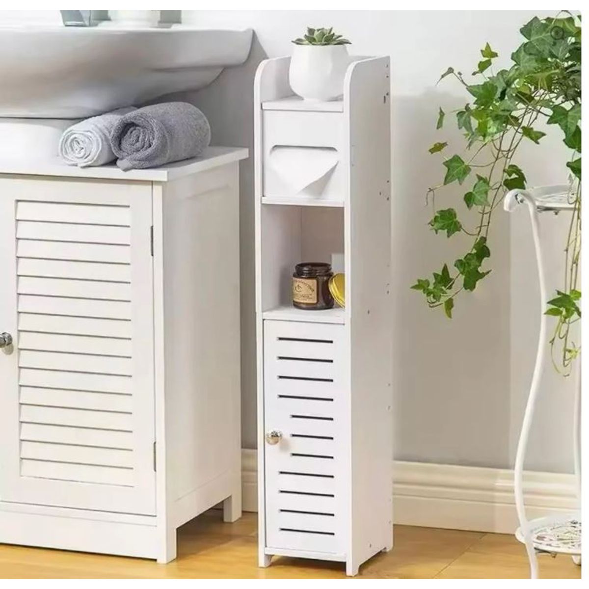 GENERICO - Estante de Baño Blanco 3 Compartimientos MDF