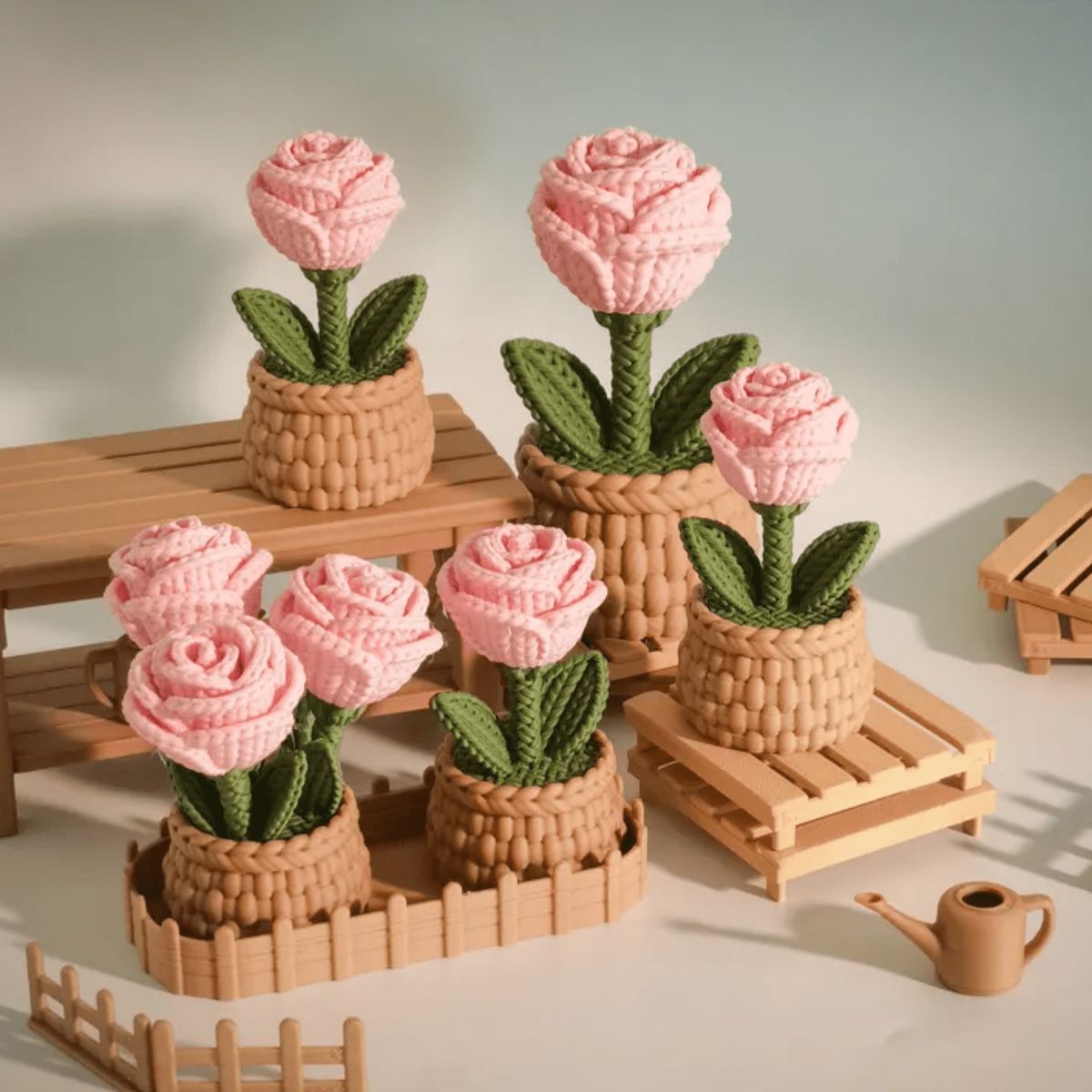 GENERICO - Pack Adorno Rosa - Estilo Tejido