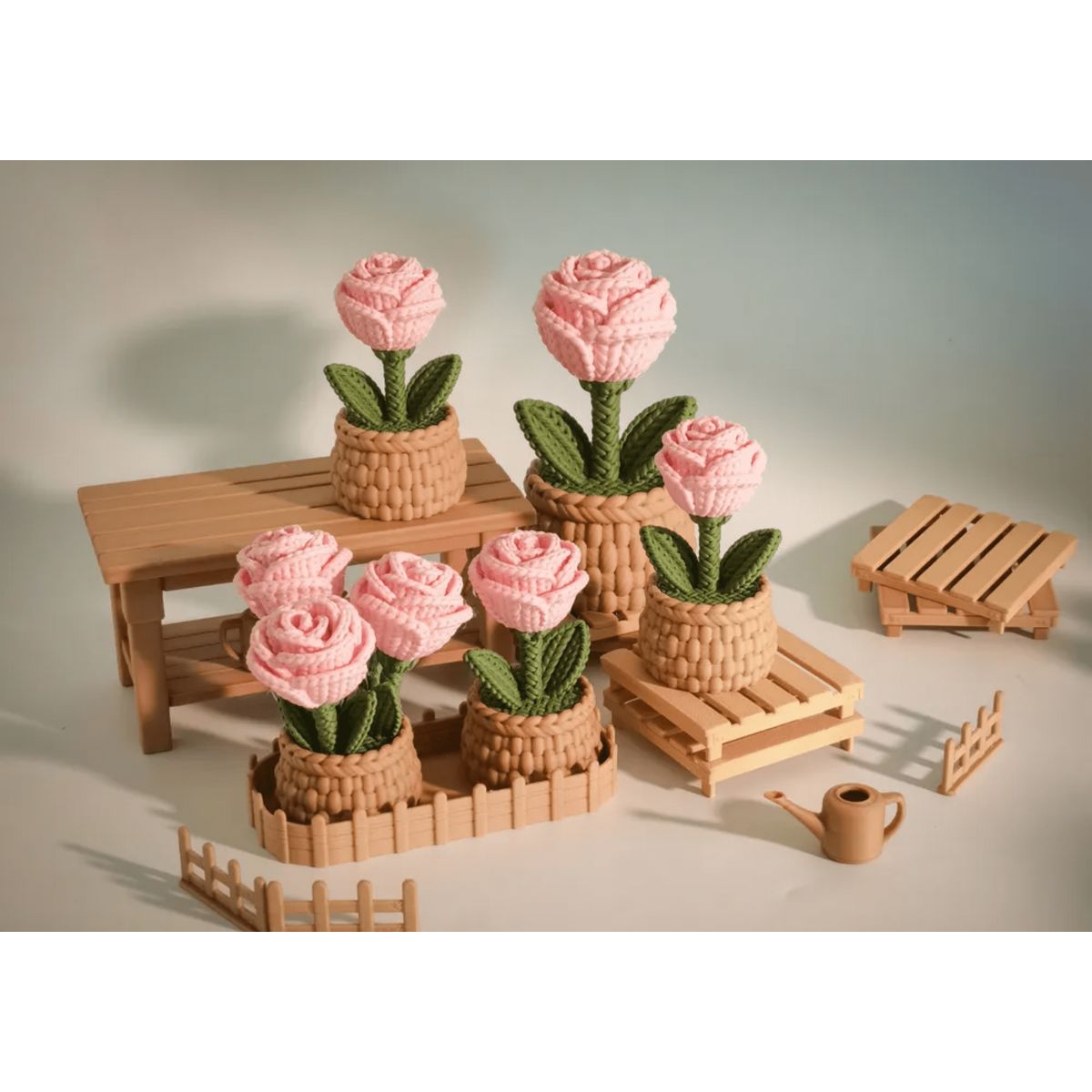 GENERICO - Pack Adorno Rosa - Estilo Tejido