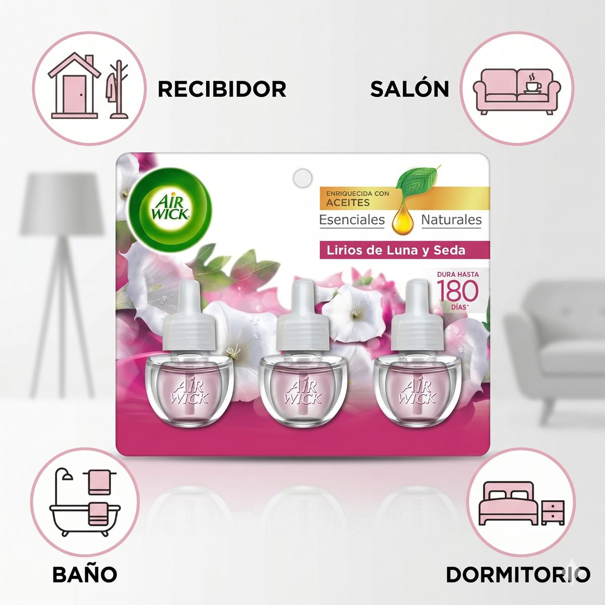 AIRWICK - Recarga Desodorante Electrico Lirios Airwick 3unid X 21ml