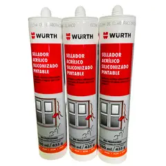 WURTH - Pack 3 Silicona Pintable Acrilico Siliconizado 280ml