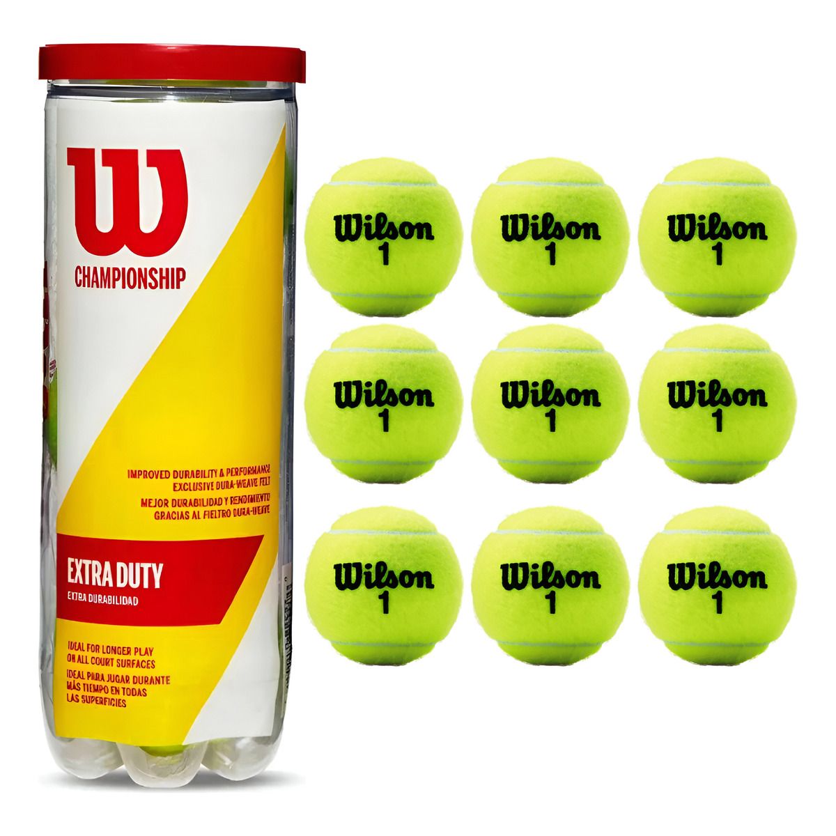 WILSON - Pelotas Tenis Wilson Championship Extra Duty 3 Tarros 9 Unid