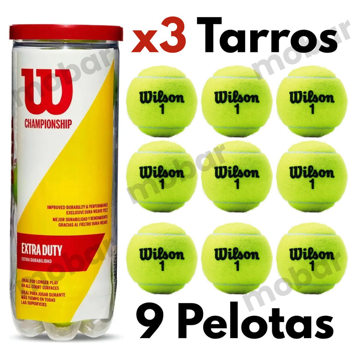 WILSON - Pelotas Tenis Wilson Championship Extra Duty 3 Tarros 9 Unid
