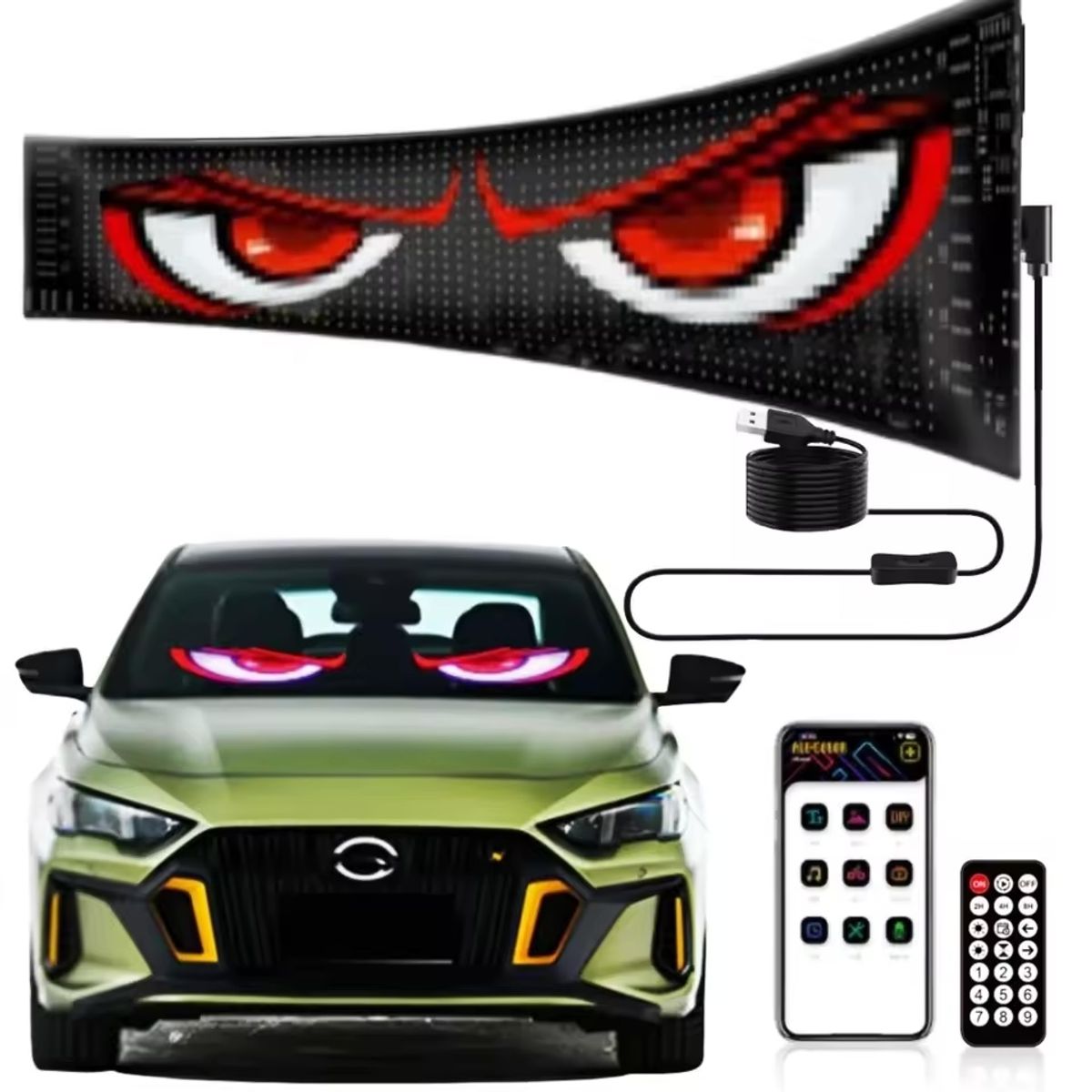 GENERICO - Letrero Led Usb Flexible 37x9 Cm Eye Angel Ojos Programable