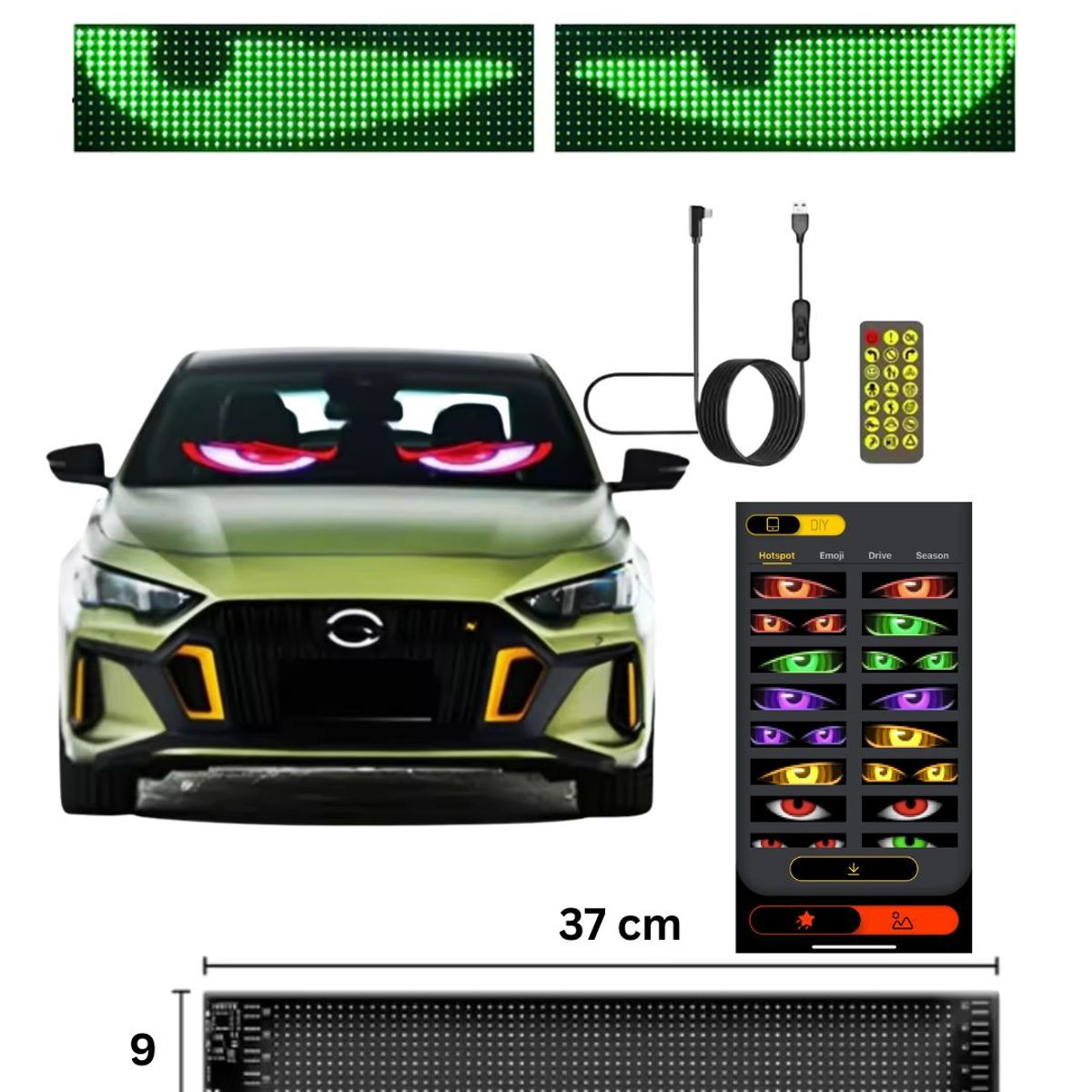 GENERICO - Letrero Led Usb Flexible 37x9 Cm Eye Angel Ojos Programable