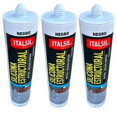 GENERICO - Pack 3 Silicona Estructural Italsil Negro 290 Ml