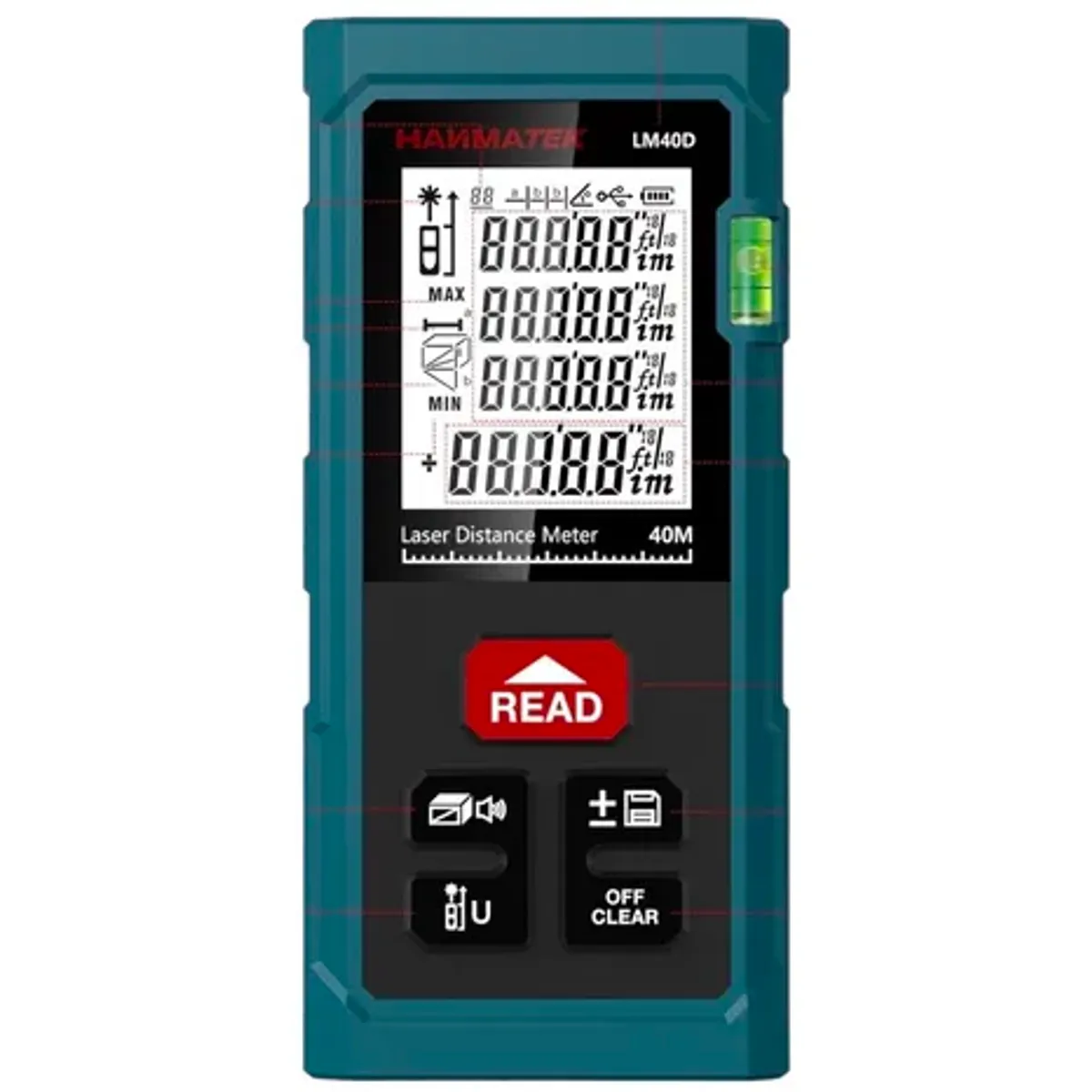 GENERICO - Medidor Huincha Laser 40 Mts + Bolso