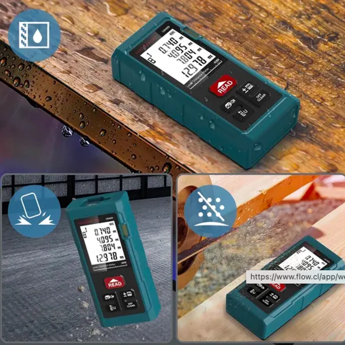 GENERICO - Medidor Huincha Laser 40 Mts + Bolso