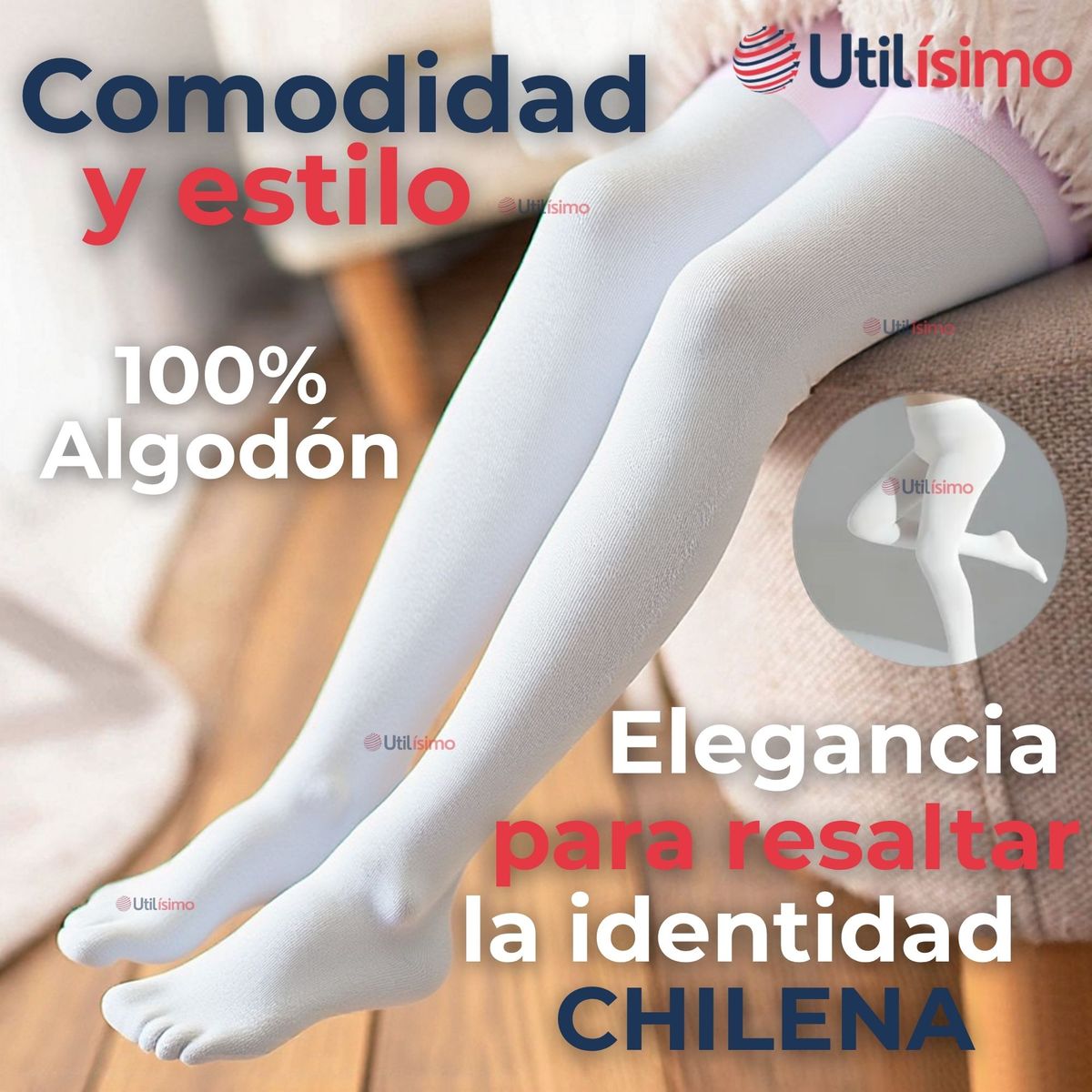 UTILISIMO - Ballerina Panty Primera Capa Blancas Niña Fiestas Patrias