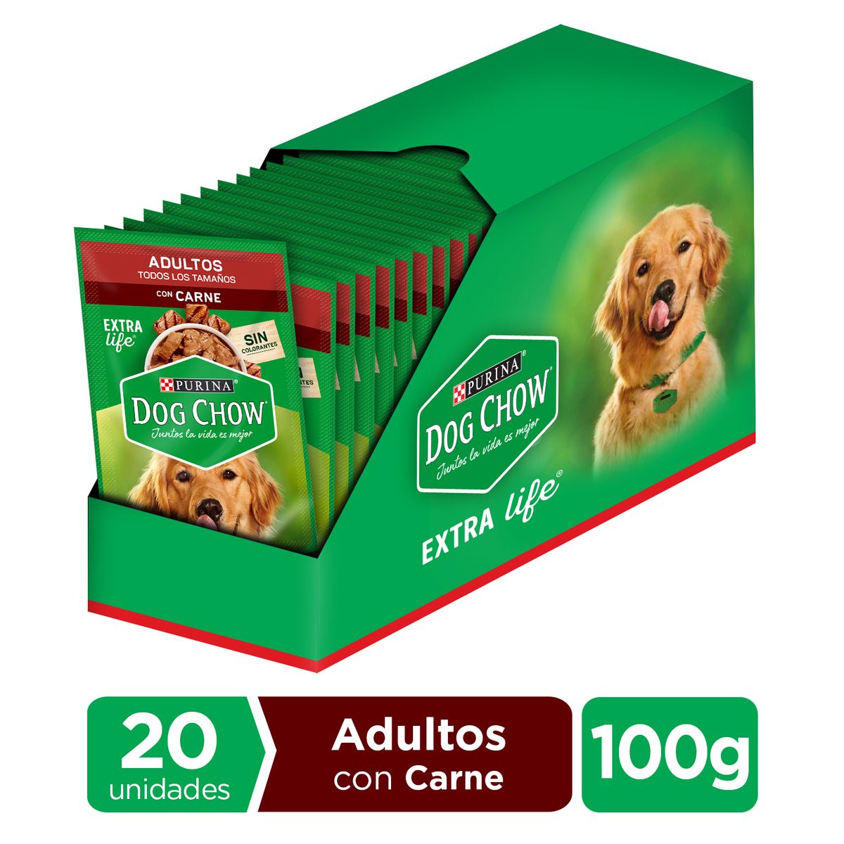 DOG CHOW - Pack x20 Alimento húmedo DOG CHOW® Adultos con Carne 100g