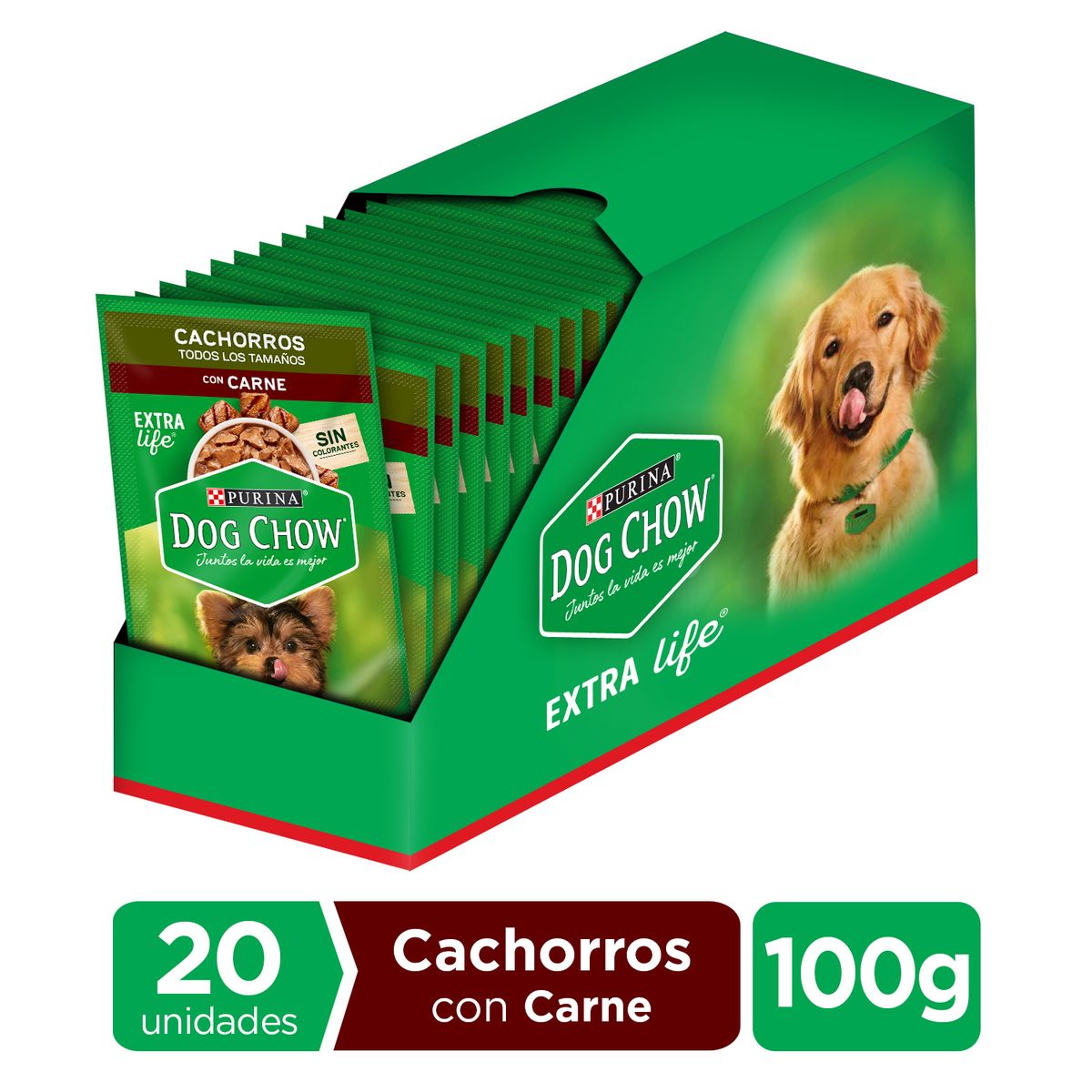 DOG CHOW - Pack x20 Alimento húmedo DOG CHOW® Cachorros con Carne 100g