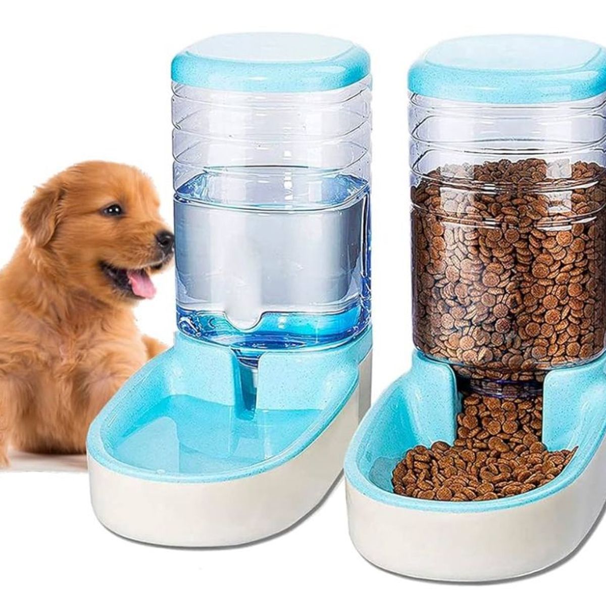 GENERICO - Pack Dispensador de Agua y Comida Para Perros 38L Celeste
