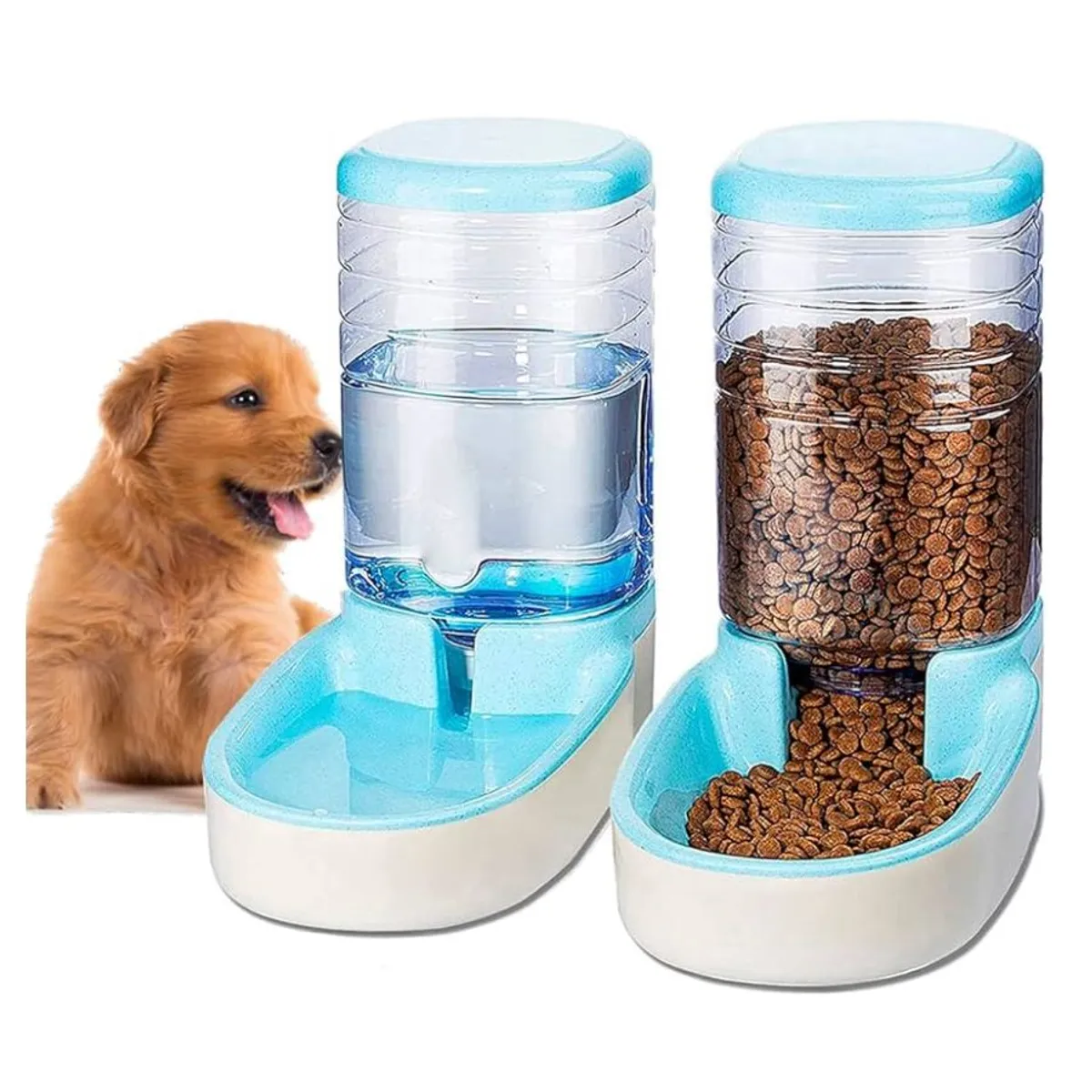 GENERICO - Pack Dispensador de Agua y Comida Para Perros 38L Celeste