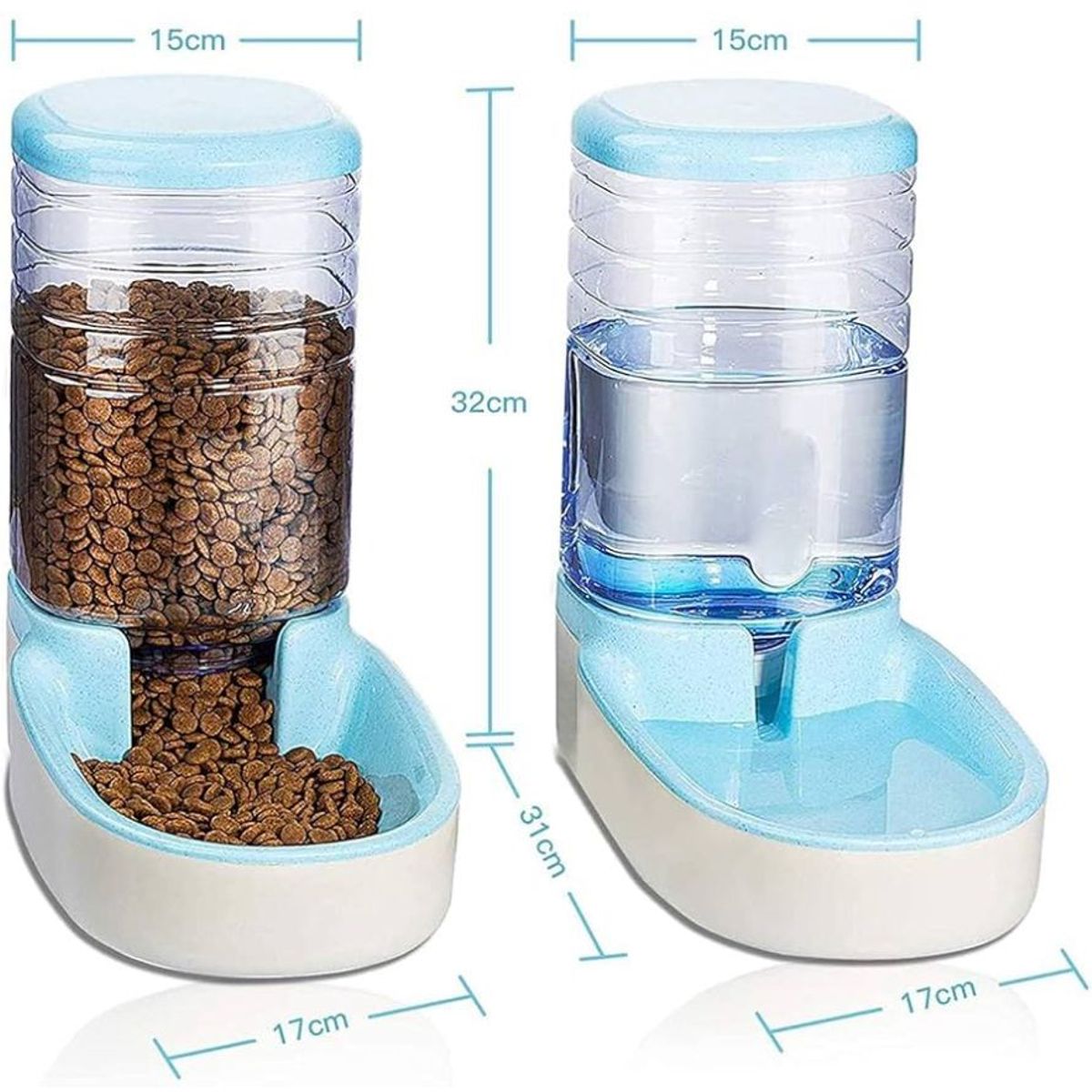 GENERICO - Pack Dispensador de Agua y Comida Para Perros 38L Celeste