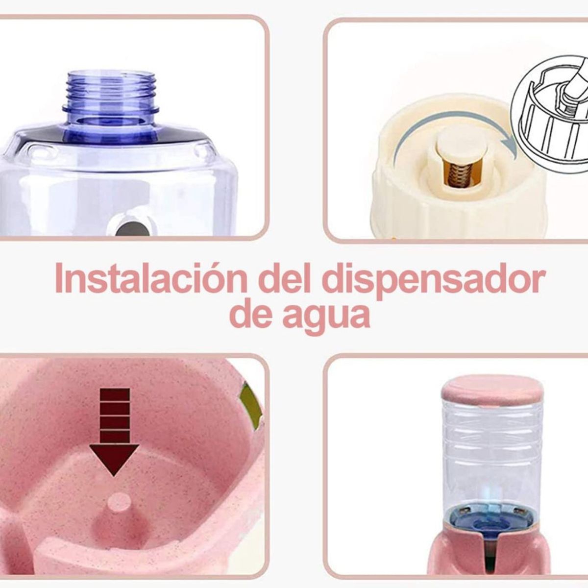 GENERICO - Pack Dispensador De Agua Y Comida Para Perros Rosado