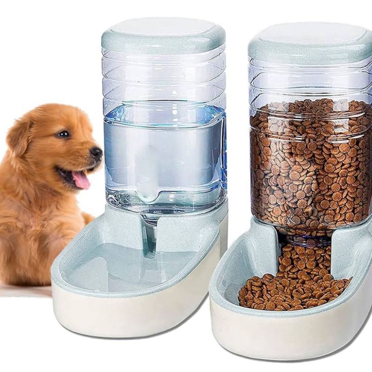 GENERICO - Pack Dispensador De Agua Y Comida Para Perros o Gatos Gris