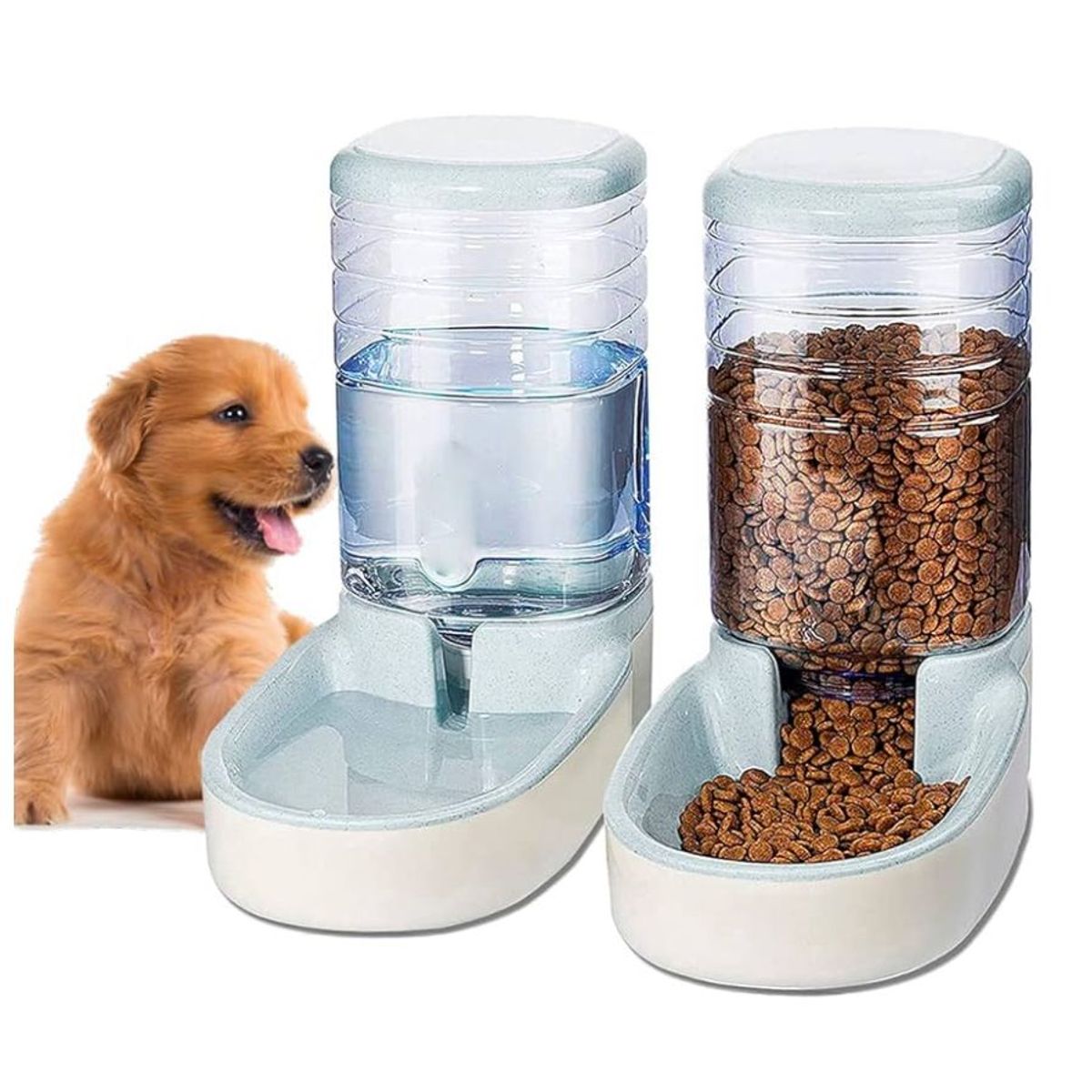 GENERICO - Pack Dispensador De Agua Y Comida Para Perros o Gatos Gris
